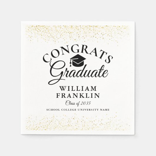 Black and Gold Moderne Graduation Party Serviette (Vorderseite)