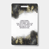 Black and Gold Moderne Liquid Watercolor ID Ausweis (Rückseite)