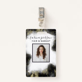 Black and Gold Moderne Liquid Watercolor ID Ausweis (Vorderseite mit Klammer)