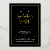 Black and Gold Moderner Chic Abschluss Einladung (Vorderseite)