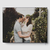 Black and Gold Modernes Foto Wedding Guest Book Gästebuch (Rückseite)