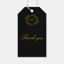 Black and Gold Mongram Wappen Geschenkanhänger