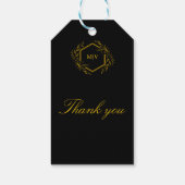 Black and Gold Mongram Wappen Geschenkanhänger (Rückseite)