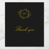 Black and Gold Mongram Wappen Weinetikett (Einzelnes Label)