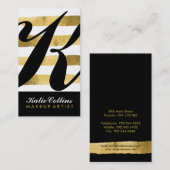 Black and Gold Monogram Visitenkarten Visitenkarte (Vorne/Hinten)