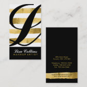 Black and Gold Monogram Visitenkarten Visitenkarte (Vorne/Hinten)