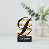 Black and Gold Monogram Visitenkarten Visitenkarte (Stehend Vorderseite)