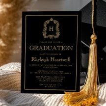 Black and Gold Monogram Wappen Graduation Party