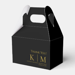 Black and Gold-Monogram Wedding Vielen Dank. Geschenkschachtel