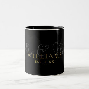 Black and Gold Mr. and Mrs. Established Foto Zweifarbige Tasse