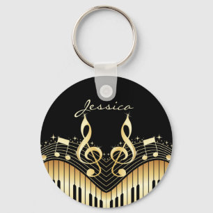 Black And Gold Music Notes Schlüsselanhänger