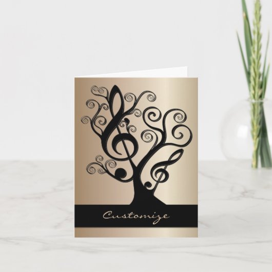 Black and Gold Music Treble Clef Tree Card Karte (Vorderseite)