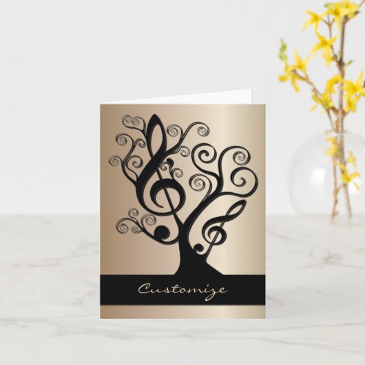 Black and Gold Music Treble Clef Tree Card Karte (Gelbe Blume)