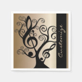 Black and Gold Music Treble Clef Tree Napkins Serviette (Vorderseite)