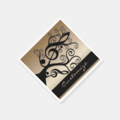 Black and Gold Music Treble Clef Tree Napkins Serviette (Ecke)