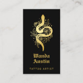 Black and Gold Mystic Snake Tattoo Artist Visitenkarte (Vorderseite)