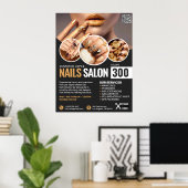 Black and Gold Nail Salon, Makeup Artist Poster (Heimbüro)