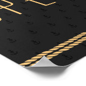 Black and Gold Nautical Wedding Open Bar Sign Poster (Ecke)