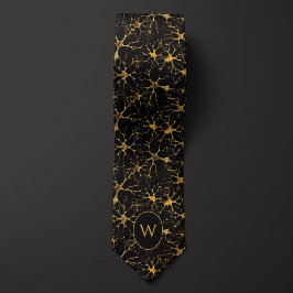 Black and Gold Neurons Neck Tie Krawatte