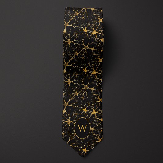 Black and Gold Neurons Neck Tie Krawatte
