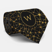 Black and Gold Neurons Neck Tie Krawatte (Gerollt)