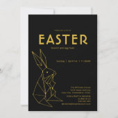Black and Gold Oaster Brunch Ei Hunt Einladung (Vorderseite)