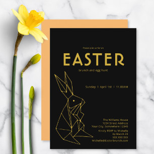 Black and Gold Oaster Brunch Ei Hunt Einladung