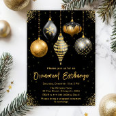 Black and Gold Ornament Exchange Party Einladung
