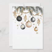Black and Gold Ornamente Baubles Holiday Party Einladung (Rückseite)