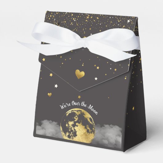 Black and Gold Over Moon Celestial Gevor Box Geschenkschachtel (Vorderseite)