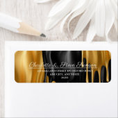 Black and Gold Paint Tropfen Wedding Rücksendeadre (Insitu)