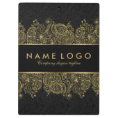 Black and Gold Paisley Lace Klemmbrett (Rückseite)