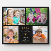 Black and Gold Papa Wir Liebe Sie 4 FotoCollage Fotoplatte (Vorderseite)