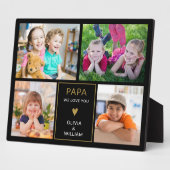 Black and Gold Papa Wir Liebe Sie 4 FotoCollage Fotoplatte (Seite)