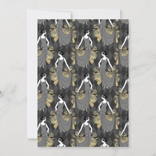 Black and Gold Paris Themed Calligrafy Wedding Einladung (Rückseite)