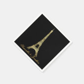 Black and Gold Pariser Eiffelturm Hochzeit Serviette (Ecke)