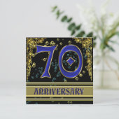 Black and Gold Party zum 70-jährigen Jubiläum Einladung (Stehend Vorderseite)