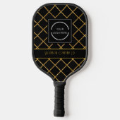 Black and Gold Pattern Customizable Company Logo Pickleball Schläger (Rückseite)