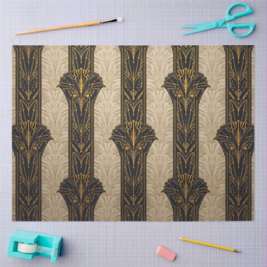 Black and Gold Pattern Decoupage Seidenpapier (Basteln)
