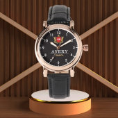 Black and Gold PCustom Royal Crest Luxury Gift Armbanduhr