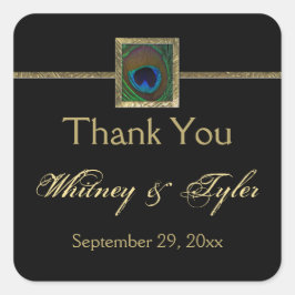 Black and Gold Peacock Feather Wedding Sticker