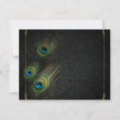 Black and Gold Peacock Wedding Einladung (Rückseite)