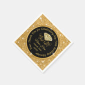 Black and Gold Personalisiert 70. Geburtstag Napki Serviette (Ecke)