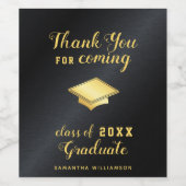 Black and Gold Personalisiert Danke Abschluss Weinetikett (Einzelnes Label)