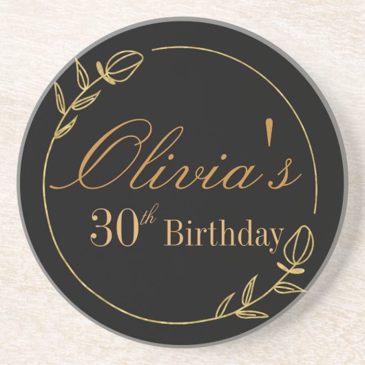 Black and Gold Personalized Getränkeuntersetzer (Vorne)