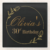 Black and Gold Personalized Glasuntersetzer (Vorderseite)