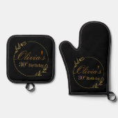 Black and Gold Personalized Ofenhandschuh & Topflappen-Set (Vorderseite)