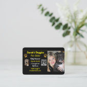 Black and Gold Pet Sitter Dog Walker Visitenkarte (Stehend Vorderseite)