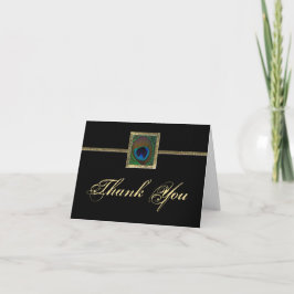 Black and Gold Pfau Feather Danke Karte