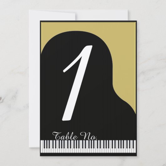 Black and Gold Piano Wedding Tischnummer (Vorderseite)